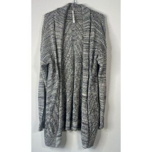Leo & Nicole Pointelle Knit Longline Open Front Cardigan Women's Size Medium
